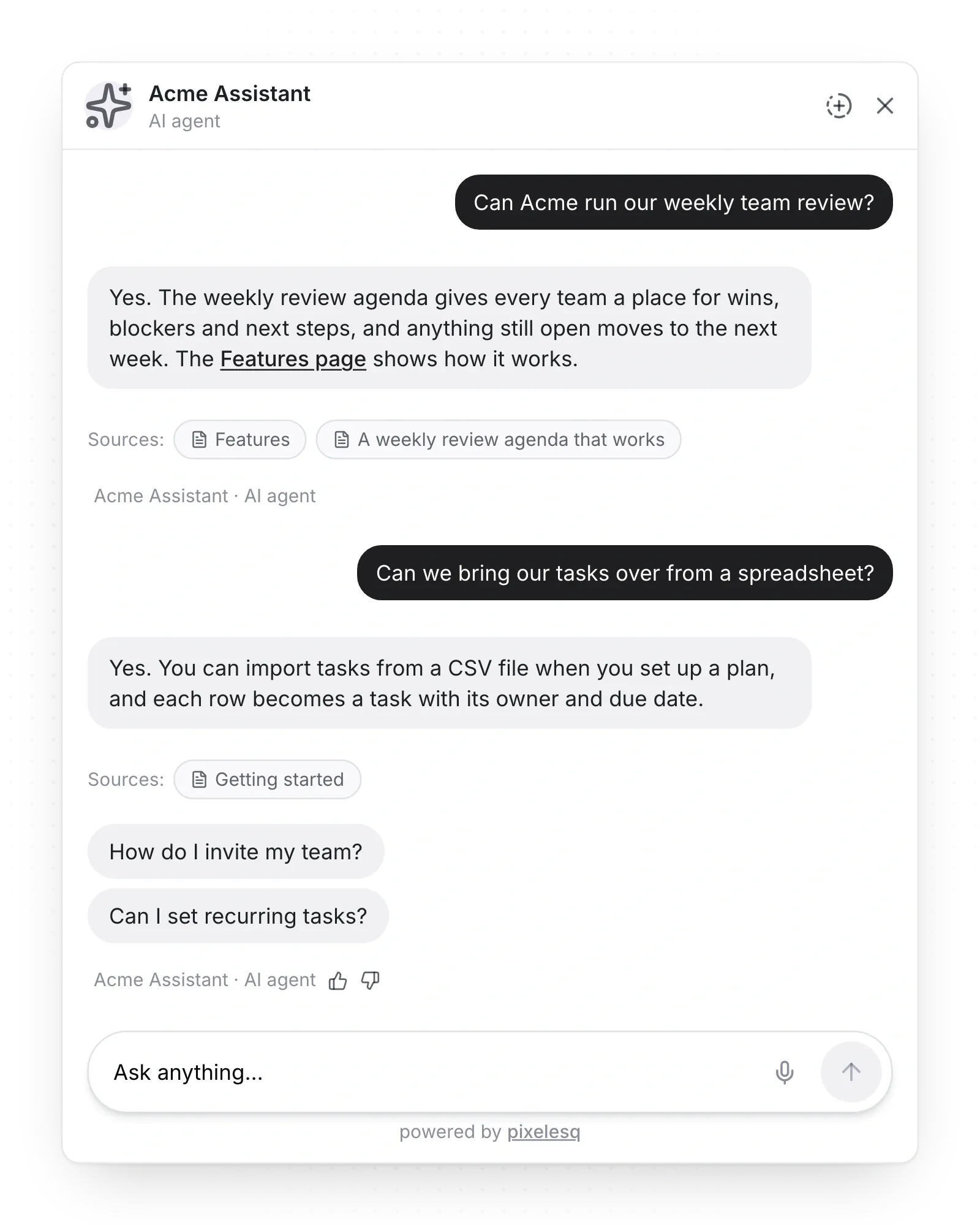Answers grounded in your own content