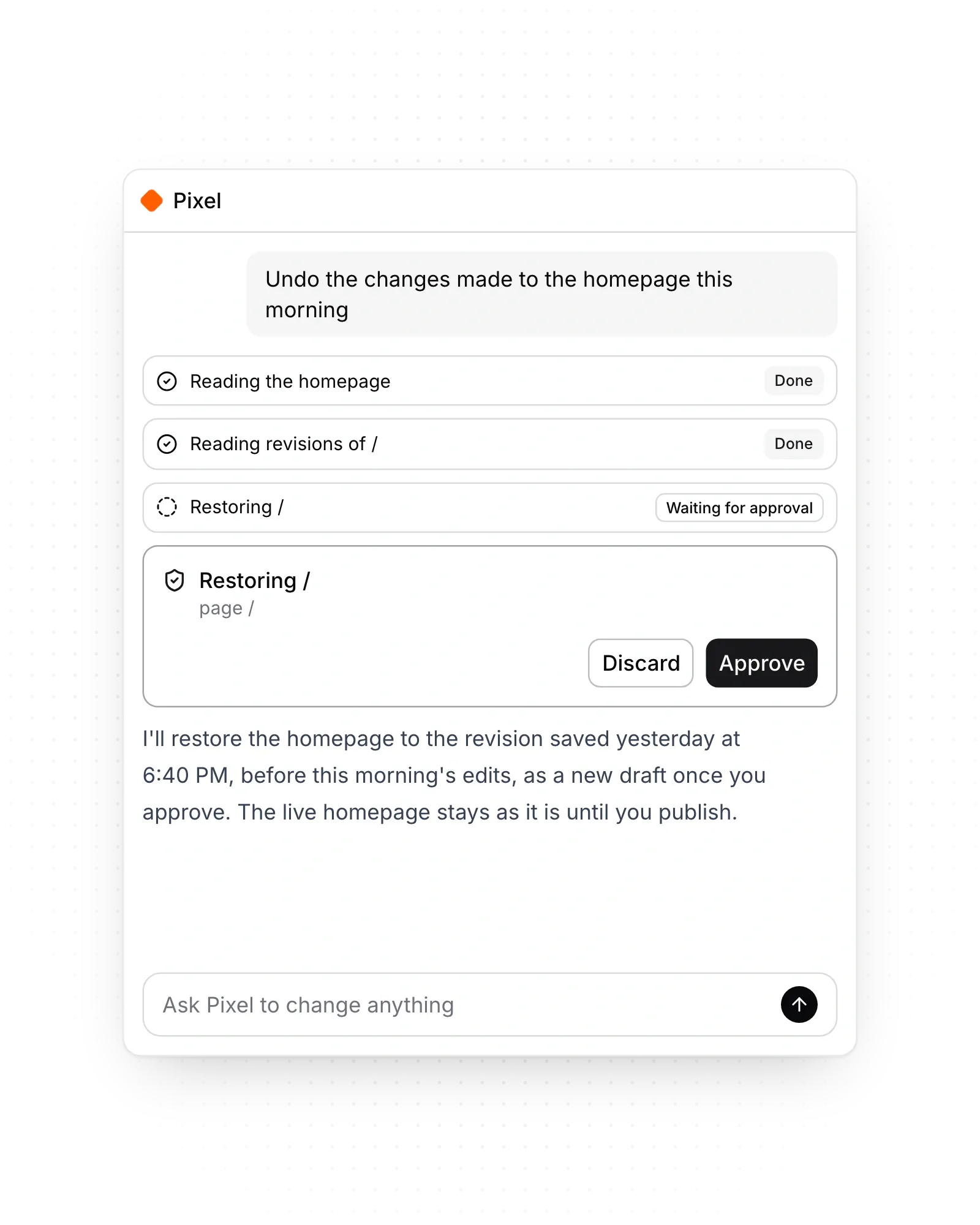 Roll back any change, including AI edits