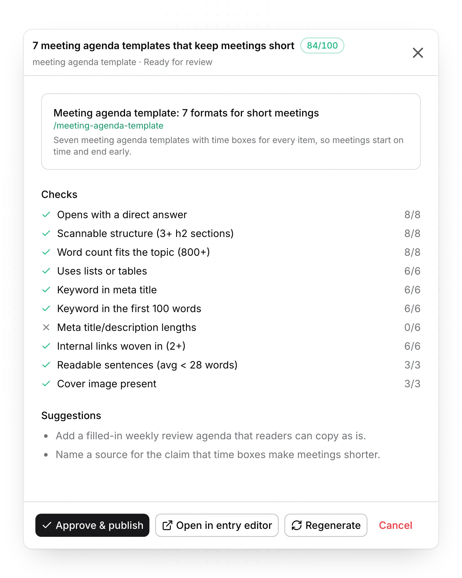 A quality score on every draft
