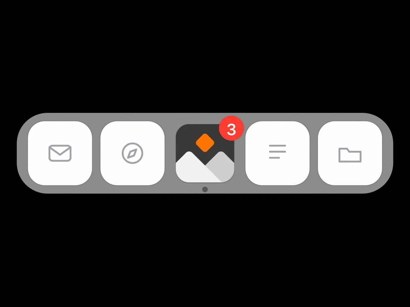 The Pixelesq icon in the Mac Dock with a red badge showing 3 unread notifications
