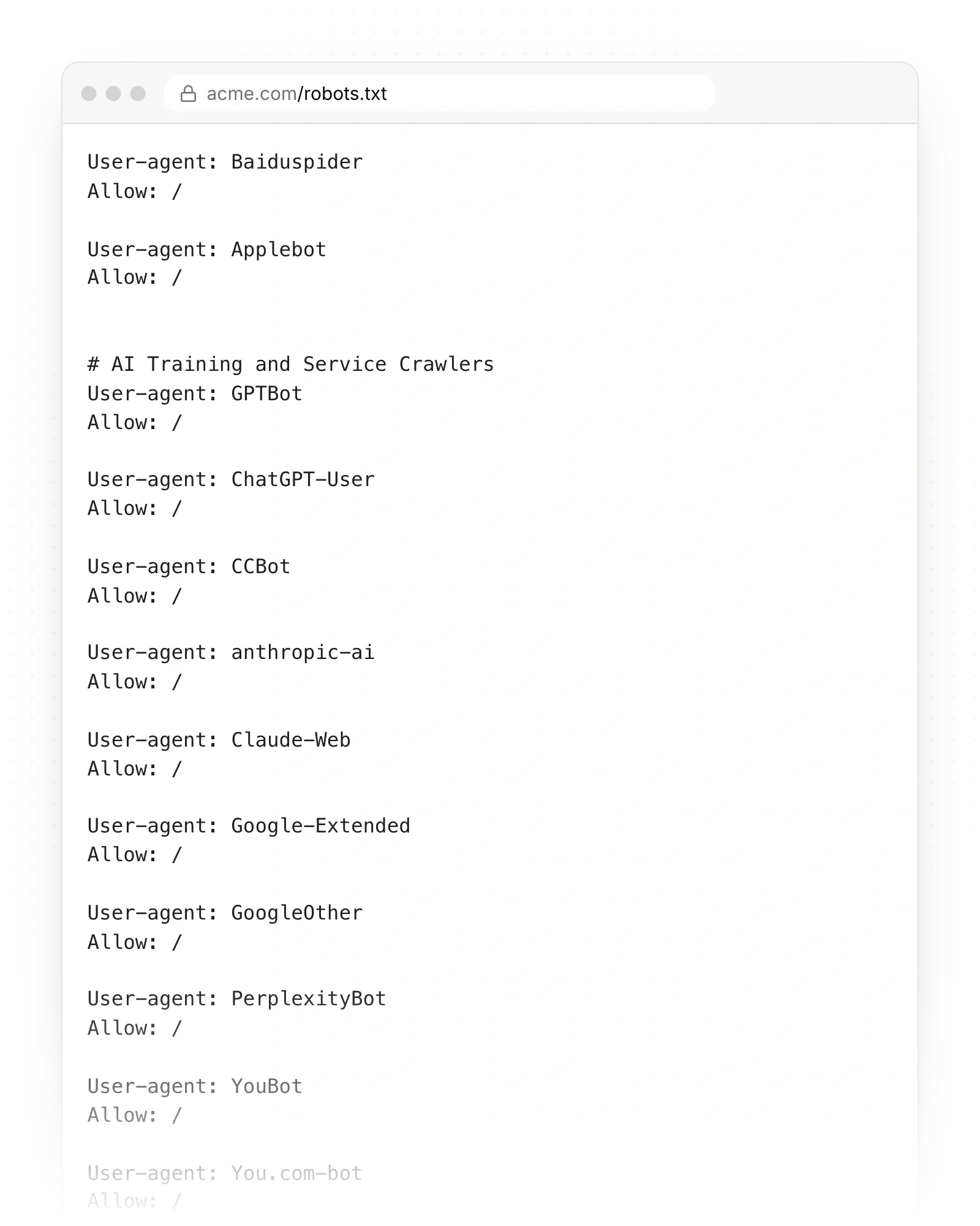 Open to AI crawlers on your own domain